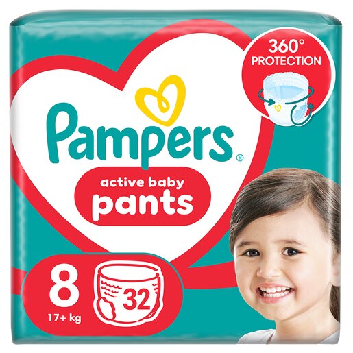 Scutece chilotel PAMPERS Pants Jumbo Pack nr 8, Unisex, 17 kg+, 32 buc Scutece chilotel PAMPERS Pants Jumbo Pack nr 8, Unisex, 17 kg+, 32 buc