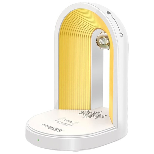 Lampa de birou cu LED PROMATE Globe-Qi, 15W, boxa bluetooth, incarcator wireless, alb Lampa de birou cu LED PROMATE Globe-Qi, 15W, boxa bluetooth, incarcator wireless, alb