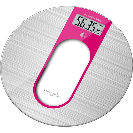 Cantar corporal MYRIA MY4901PK, 180kg, electronic, sticla securizata, roz Cantar corporal MYRIA MY4901PK, 180kg, electronic, sticla securizata, roz