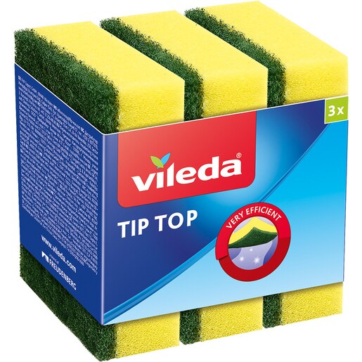 Burete de vase VILEDA Tip Top 46090, 3 bucati, galben-verde Burete de vase VILEDA Tip Top 46090, 3 bucati, galben-verde