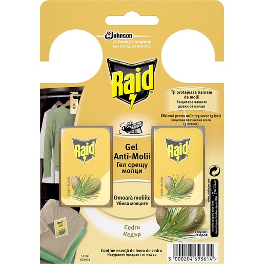 Gel anti-molii RAID Cedru, 2 bucati Gel anti-molii RAID Cedru, 2 bucati