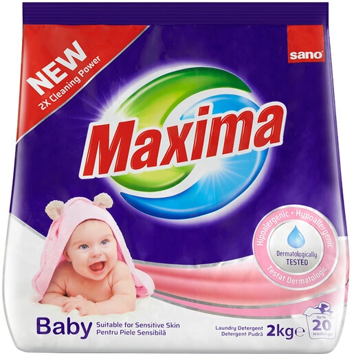 Detergent automat pentru piele sensibila SANO Maxima Baby, 2 kg, 20 spalari Detergent automat pentru piele sensibila SANO Maxima Baby, 2 kg, 20 spalari