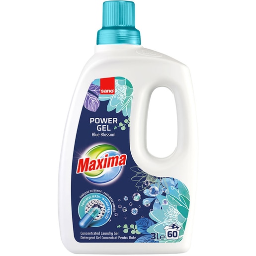 Detergent lichid SANO Maxima Power Gel Blue Blossom, 3 l, 60 spalari Detergent lichid SANO Maxima Power Gel Blue Blossom, 3 l, 60 spalari