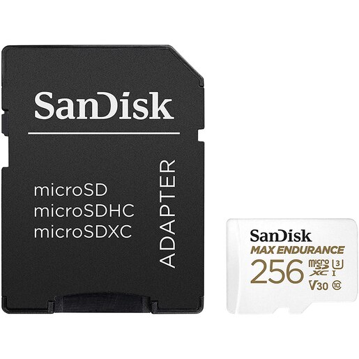 Card de memorie SANDISK Max Endurance, microSDXC, 256GB, 100MB/s, clasa 10/U3/V30, UHS-I, adaptor Card de memorie SANDISK Max Endurance, microSDXC, 256GB, 100MB/s, clasa 10/U3/V30, UHS-I, adaptor