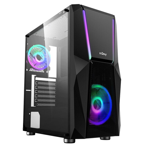 Carcasa PC NJOY Fort ARGB, USB 3.0, fara sursa, negru Carcasa PC NJOY Fort ARGB, USB 3.0, fara sursa, negru