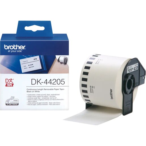 Banda etichete BROTHER DK-44205, 62mm, 30.48m, Negru pe Alb Banda etichete BROTHER DK-44205, 62mm, 30.48m, Negru pe Alb