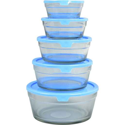 Set caserole MYRIA MC4048, 5 piese, sticla, transparent Set caserole MYRIA MC4048, 5 piese, sticla, transparent