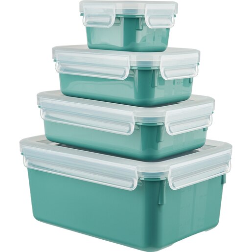 Set caserole TEFAL MasterSeal Colour Edition N1031010, 4 piese, plastic, verde Set caserole TEFAL MasterSeal Colour Edition N1031010, 4 piese, plastic, verde