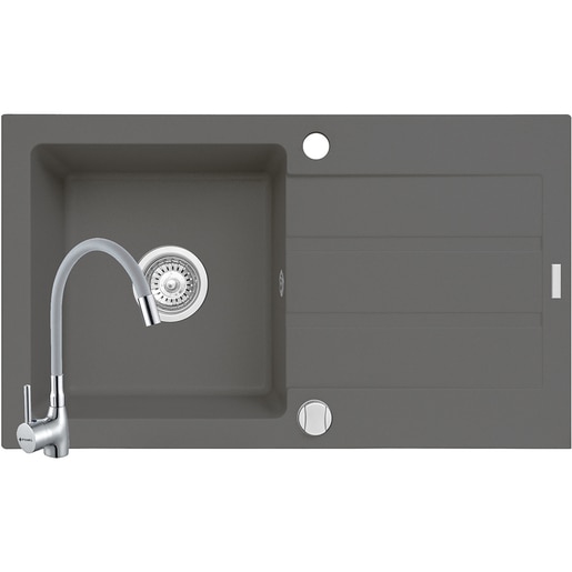 Pachet chiuveta PYRAMIS Altexia Flex, 1 cuva, picurator reversibil, compozit granit + baterie, gri Pachet chiuveta PYRAMIS Altexia Flex, 1 cuva, picurator reversibil, compozit granit + baterie, gri