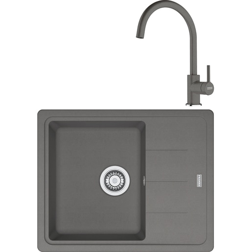 Pachet chiuveta FRANKE BFG 611-62, 1 cuva, picurator reversibil, compozit granit + baterie Lina, gri metalic Pachet chiuveta FRANKE BFG 611-62, 1 cuva, picurator reversibil, compozit granit + baterie Lina, gri metalic