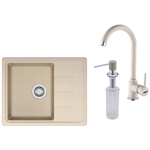 Pachet chiuveta FRANKE BFG 611-62, 1 cuva, picurator reversibil, compozit granit + baterie Pola + Dozator sapun, avena Pachet chiuveta FRANKE BFG 611-62, 1 cuva, picurator reversibil, compozit granit + baterie Pola + Dozator sapun, avena