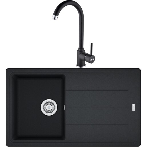 Pachet chiuveta FRANKE BFG 611-86, 1 cuva, picurator reversibil, compozit granit + baterie Pola 1.0, negru Pachet chiuveta FRANKE BFG 611-86, 1 cuva, picurator reversibil, compozit granit + baterie Pola 1.0, negru