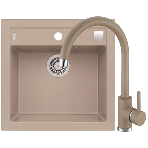 Pachet chiuveta ALVEUS Formic 20, 1 cuva, compozit granit + Baterie Kati G55, bej Pachet chiuveta ALVEUS Formic 20, 1 cuva, compozit granit + Baterie Kati G55, bej