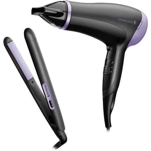 Set REMINGTON Style Essentials D3016GP: Uscator de par, 2000W, negru + Placa de indreptat parul, 215 grade, negru Set REMINGTON Style Essentials D3016GP: Uscator de par, 2000W, negru + Placa de indreptat parul, 215 grade, negru
