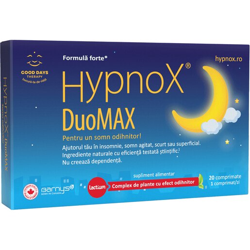 Supliment alimentar Hypnox DuoMax Barnys, 20 comprimate, GOOD DAYS THERAPY Supliment alimentar Hypnox DuoMax Barnys, 20 comprimate, GOOD DAYS THERAPY