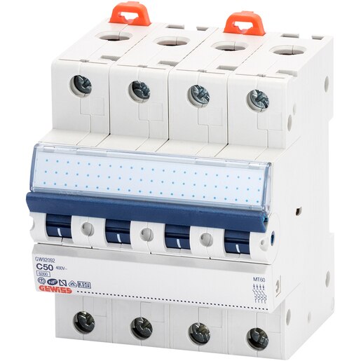 Siguranta automata GEWISS GW92092, 4P, 50A, curba C Siguranta automata GEWISS GW92092, 4P, 50A, curba C