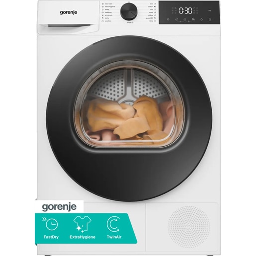 Uscator de rufe GORENJE DG2P8E, Pompa de caldura, 8 kg, 15 programe, Clasa E, alb Uscator de rufe GORENJE DG2P8E, Pompa de caldura, 8 kg, 15 programe, Clasa E, alb