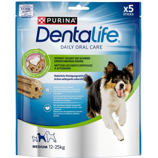 Recompensa pentru caini DENTALIFE, Talie medie, Cereale si pui, 6 x 115g Recompensa pentru caini DENTALIFE, Talie medie, Cereale si pui, 6 x 115g