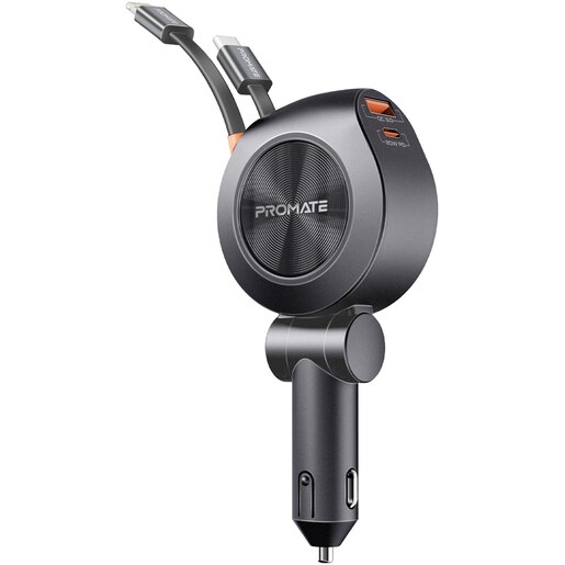 Incarcator auto PROMATE DriveGear-R2, 2x USB-C, 1x USB-A, Power delivery (PD) 30W + 20W, negru Incarcator auto PROMATE DriveGear-R2, 2x USB-C, 1x USB-A, Power delivery (PD) 30W + 20W, negru