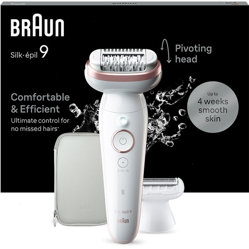 Epilator BRAUN Silk-epil 9 SES9-030, 40 pensete, 2 viteze, 3 accesorii, SmartLight, Smart Touch, MicroGrip, Wet&Dry, acumulator, alb-rose gold Epilator BRAUN Silk-epil 9 SES9-030, 40 pensete, 2 viteze, 3 accesorii, SmartLight, Smart Touch, MicroGrip, Wet&Dry, acumulator, alb-rose gold