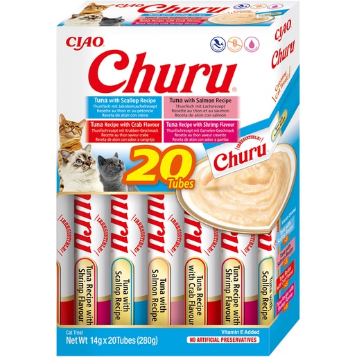 Recompense pentru pisici INABA Churu Ton si Fructe de mare, 20 x 14 g Recompense pentru pisici INABA Churu Ton si Fructe de mare, 20 x 14 g