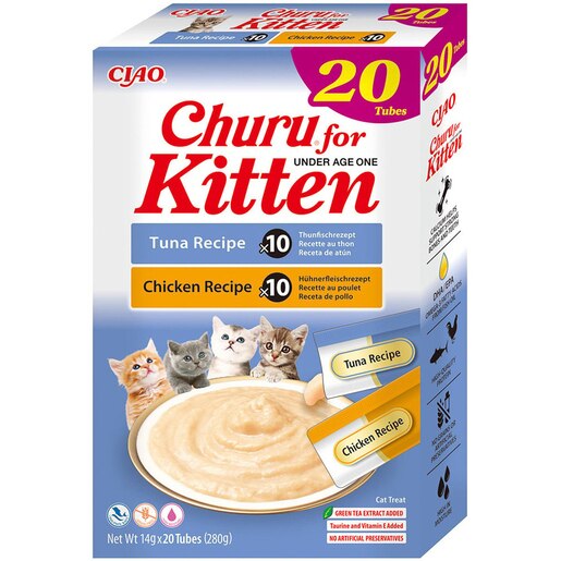 Recompense pentru pisici INABA Churu, Ton si Pui, 20 x 14 g Recompense pentru pisici INABA Churu, Ton si Pui, 20 x 14 g