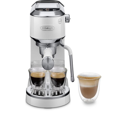Espressor manual DELONGHI Dedica Duo EC890.WI, 1.1l, 1450W, 15 bar, sistem Cappuccino, alb-argintiu Espressor manual DELONGHI Dedica Duo EC890.WI, 1.1l, 1450W, 15 bar, sistem Cappuccino, alb-argintiu