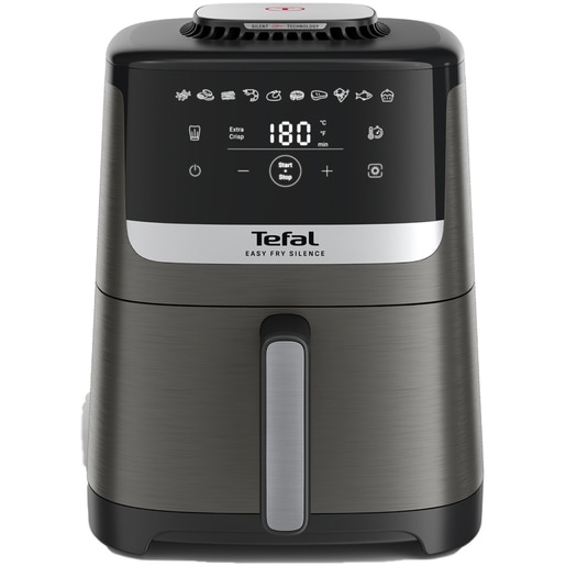 Friteuza cu aer cald TEFAL Easy Fry Silence EY551HE0, 1.5kg, 5l, 1670W, gri inchis-negru Friteuza cu aer cald TEFAL Easy Fry Silence EY551HE0, 1.5kg, 5l, 1670W, gri inchis-negru