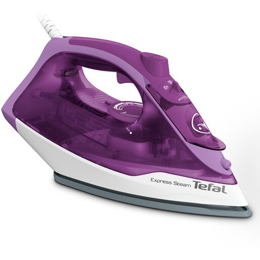 Fier de calcat TEFAL Express Steam FV2836, 2400W, 165g/min, 270ml, talpa ceramica, mov-alb Fier de calcat TEFAL Express Steam FV2836, 2400W, 165g/min, 270ml, talpa ceramica, mov-alb