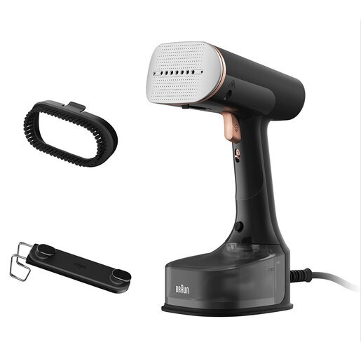 Aparat de calcat vertical cu abur BRAUN GS7077BK, 1600W, 35g/min, 250ml, talpa Dual FreeGlide 3D, negru Aparat de calcat vertical cu abur BRAUN GS7077BK, 1600W, 35g/min, 250ml, talpa Dual FreeGlide 3D, negru