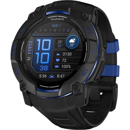 Smartwatch GARMIN Instinct 3, 50mm, GPS, Android/iOS, silicon, Black/Bolt Blue Smartwatch GARMIN Instinct 3, 50mm, GPS, Android/iOS, silicon, Black/Bolt Blue