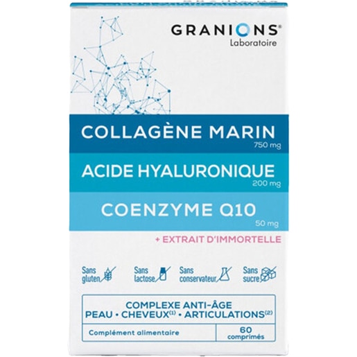 Supliment Complexe Anti-age - Colagen marin, Acid hialuronic si Coenzima Q10, 60 comprimate, GRANIONS Supliment Complexe Anti-age - Colagen marin, Acid hialuronic si Coenzima Q10, 60 comprimate, GRANIONS