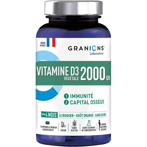 Supliment Vitamina D3 2000UI, 30 comprimate masticabile, GRANIONS Supliment Vitamina D3 2000UI, 30 comprimate masticabile, GRANIONS