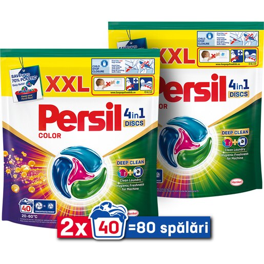 Detergent capsule PERSIL 4in1 Discs Color, 2 x 40 spalari Detergent capsule PERSIL 4in1 Discs Color, 2 x 40 spalari