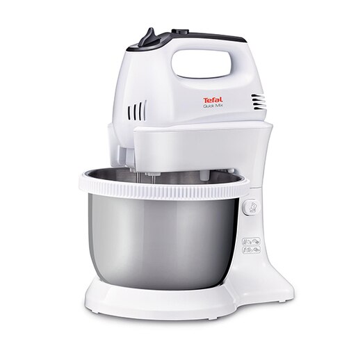 Mixer cu bol TEFAL Quick Mix HT312138, 3.5l, 300W, 5 trepte viteza, alb-argintiu Mixer cu bol TEFAL Quick Mix HT312138, 3.5l, 300W, 5 trepte viteza, alb-argintiu
