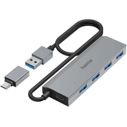 Hub USB HAMA 200138, USB 3.2, gri Hub USB HAMA 200138, USB 3.2, gri