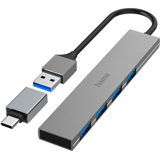 Hub USB HAMA 200141, USB 3.2, gri Hub USB HAMA 200141, USB 3.2, gri
