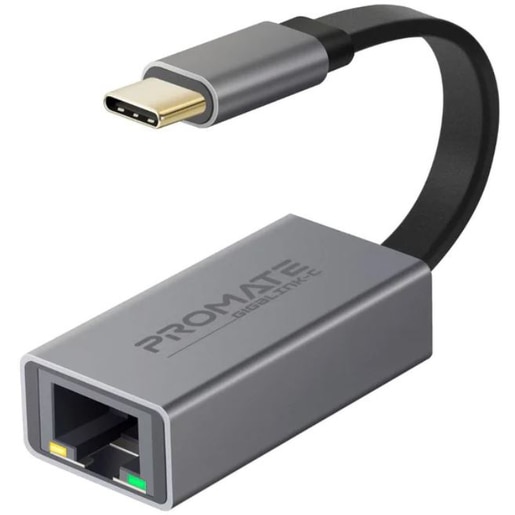 Adaptor USB-C - RJ45 PROMATE Gigalink-C, gri Adaptor USB-C - RJ45 PROMATE Gigalink-C, gri