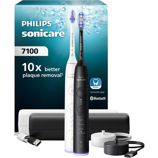 Set 2 Periute de dinti electrice PHILIPS Sonicare 7100 HX7429/02, 62000 miscari/min, 4 programe, 2 capete, alb-negru Set 2 Periute de dinti electrice PHILIPS Sonicare 7100 HX7429/02, 62000 miscari/min, 4 programe, 2 capete, alb-negru