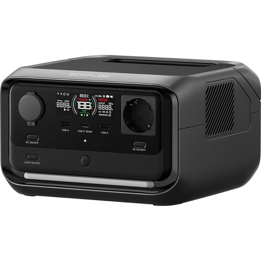 Statie de incarcare portabila ECOFLOW River 3 Plus, 600W, 286Wh, AC, USB-A, USB-C, MC4, XT60, negru Statie de incarcare portabila ECOFLOW River 3 Plus, 600W, 286Wh, AC, USB-A, USB-C, MC4, XT60, negru
