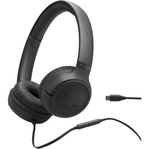 Casti JBL Tune 530C, Cu fir, On-ear, Microfon, USB-C, negru Casti JBL Tune 530C, Cu fir, On-ear, Microfon, USB-C, negru
