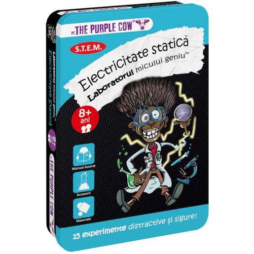 Joc educativ PURPLE COW Laboratorul micului geniu - Electricitate statica CW0381, 6 ani+, 1 jucator Joc educativ PURPLE COW Laboratorul micului geniu - Electricitate statica CW0381, 6 ani+, 1 jucator