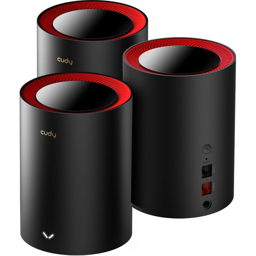 Sistem Wireless Mesh Gigabit CUDY M3000 V1 AX3000, Wi-Fi 6, Dual-Band 574 + 2402 Mbps, 3 buc, negru Sistem Wireless Mesh Gigabit CUDY M3000 V1 AX3000, Wi-Fi 6, Dual-Band 574 + 2402 Mbps, 3 buc, negru