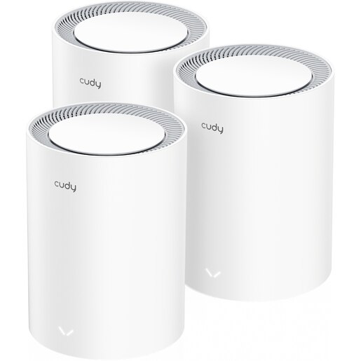 Sistem Wireless Mesh Gigabt CUDY M3000 V2 AX3000, Wi-Fi 6, Dual-Band 574 + 2402 Mbps, 3 buc, alb Sistem Wireless Mesh Gigabt CUDY M3000 V2 AX3000, Wi-Fi 6, Dual-Band 574 + 2402 Mbps, 3 buc, alb
