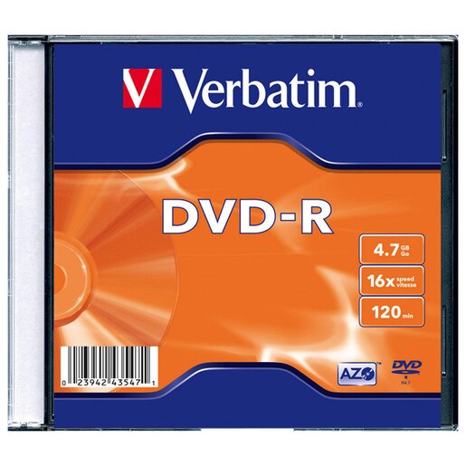 DVD-R VERBATIM 43547, 16x, 4.7GB, 1buc - Slim Case DVD-R VERBATIM 43547, 16x, 4.7GB, 1buc - Slim Case