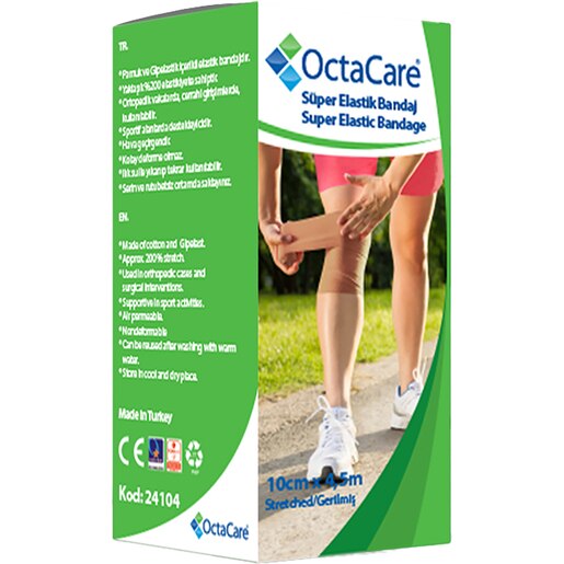 Fasa elastica cu elasticitate 200% Fesi Super, 10 cm x 4.5 m, OCTACARE Fasa elastica cu elasticitate 200% Fesi Super, 10 cm x 4.5 m, OCTACARE