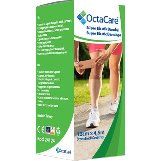 Fasa elastica cu elasticitate 200% Fesi Super, 12 cm x 4.5 m, OCTACARE Fasa elastica cu elasticitate 200% Fesi Super, 12 cm x 4.5 m, OCTACARE