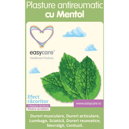 Plasture antireumatic cu mentol EASYCARE, 1 buc Plasture antireumatic cu mentol EASYCARE, 1 buc