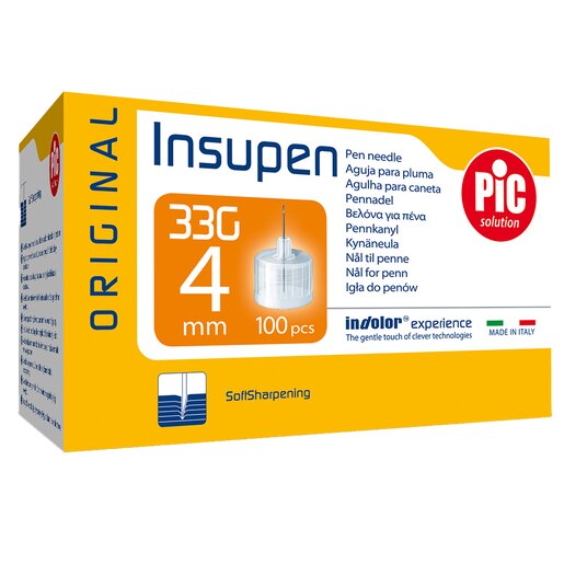 Ace pen insulina sterile PIC Solution Insupen, 33gx4mm, 100 bucati Ace pen insulina sterile PIC Solution Insupen, 33gx4mm, 100 bucati