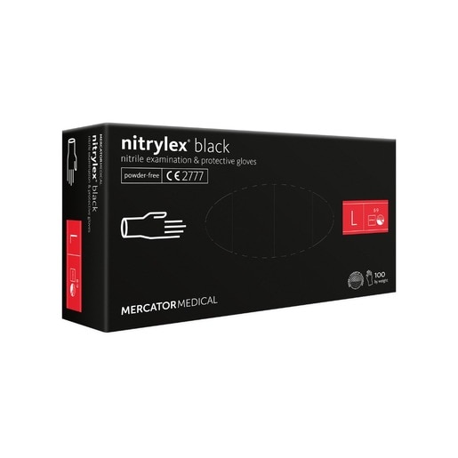 Manusi de unica folosinta MERCATOR Nitrylex Black, nitril, marimea L, 100 buc Manusi de unica folosinta MERCATOR Nitrylex Black, nitril, marimea L, 100 buc